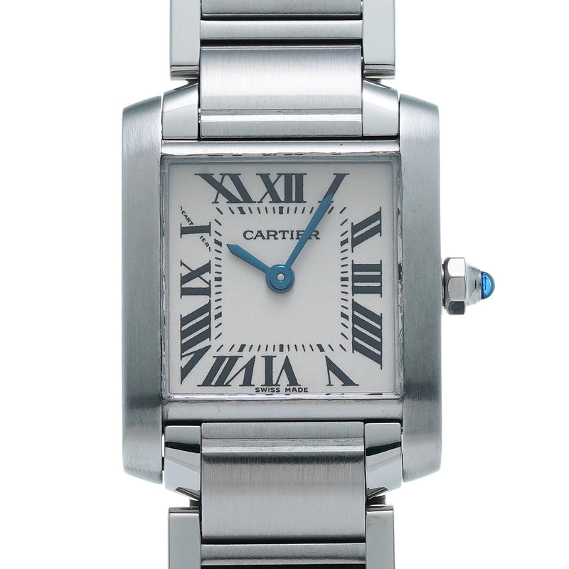 カルティエ タンク フランセーズ SM W51008Q3 ホワイト レディース 腕時計 クォーツ 中古 銀蔵