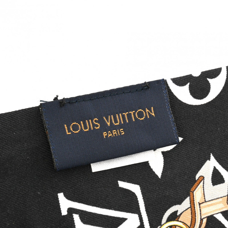 LOUIS VUITTON ルイヴィトン バンドーモノグラム コンフィデンシャル ブラック/ホワイト M78656 レディース シルク100％ スカーフ ABランク 中古 銀蔵