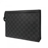 LOUIS VUITTON ルイヴィトン ダミエグラフィット ポシェットヴォワヤージュMM 黒/グレー N41696 メンズ ダミエグラフィットキャンバス クラッチバッグ ABランク 中古 銀蔵