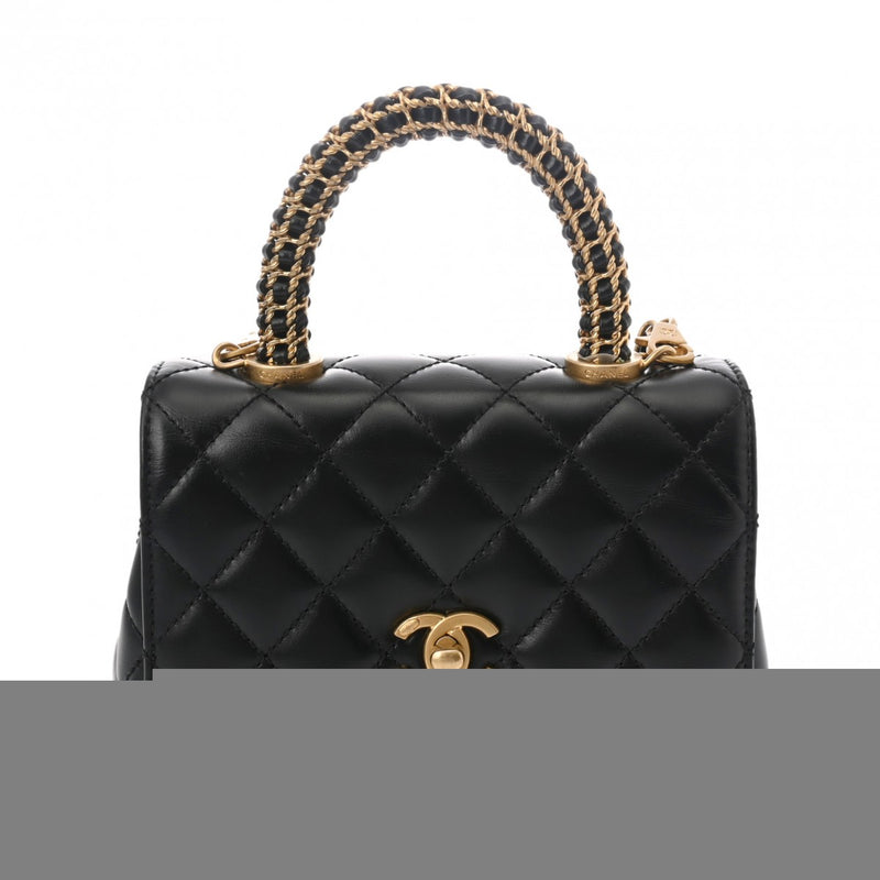 シャネル トップハンドル XXS 2WAY 42976 ブラック レディース カーフ