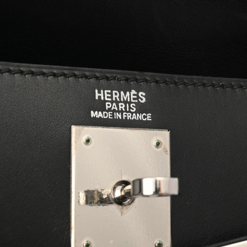 HERMES エルメス ケリー 32 外縫い 2WAY ブラック □F刻印(2002年頃) レディース ボックスカーフ ハンドバッグ ABランク 中古 銀蔵