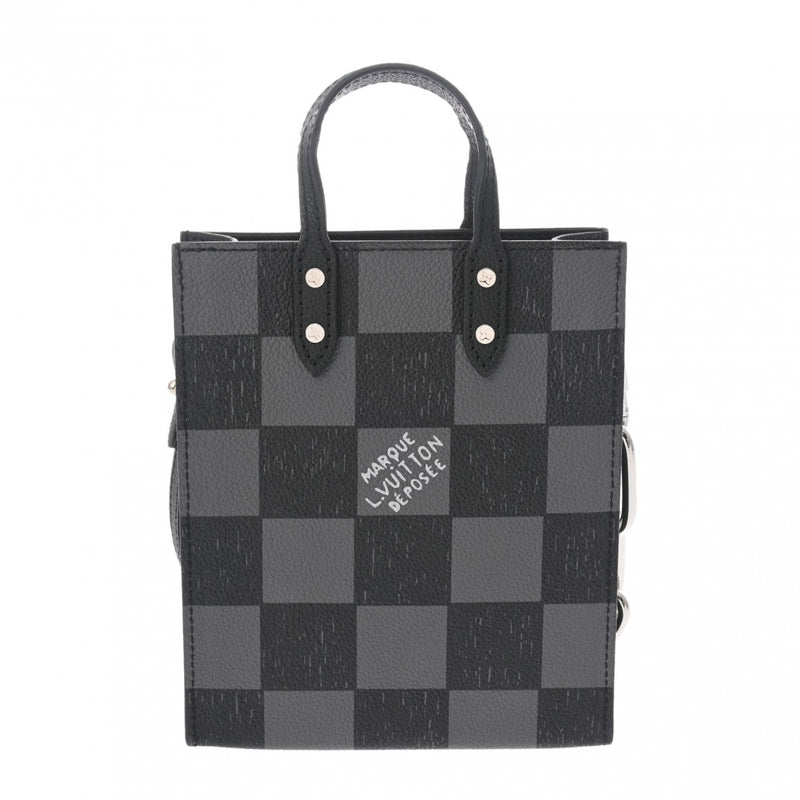 LOUIS VUITTON ルイヴィトン ダミエ チェッカーボード サックプラ XS ブラック/グレー N60479 メンズ レザー ハンドバッグ Aランク 中古 銀蔵