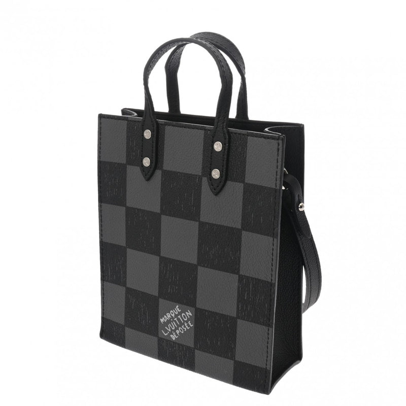 LOUIS VUITTON ルイヴィトン ダミエ チェッカーボード サックプラ XS ブラック/グレー N60479 メンズ レザー ハンドバッグ Aランク 中古 銀蔵