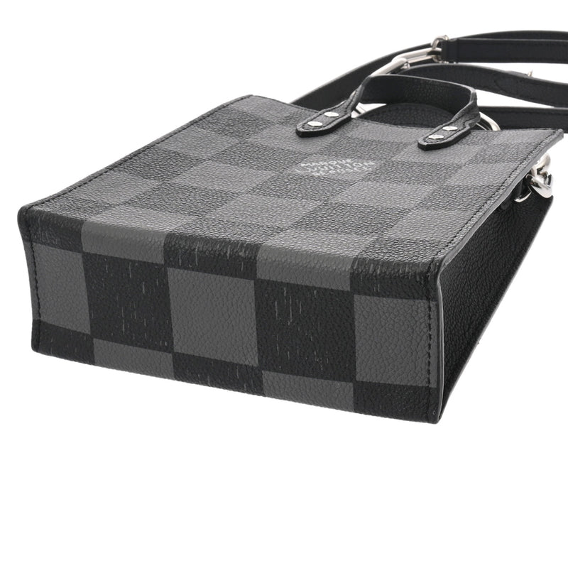 LOUIS VUITTON ルイヴィトン ダミエ チェッカーボード サックプラ XS ブラック/グレー N60479 メンズ レザー ハンドバッグ Aランク 中古 銀蔵