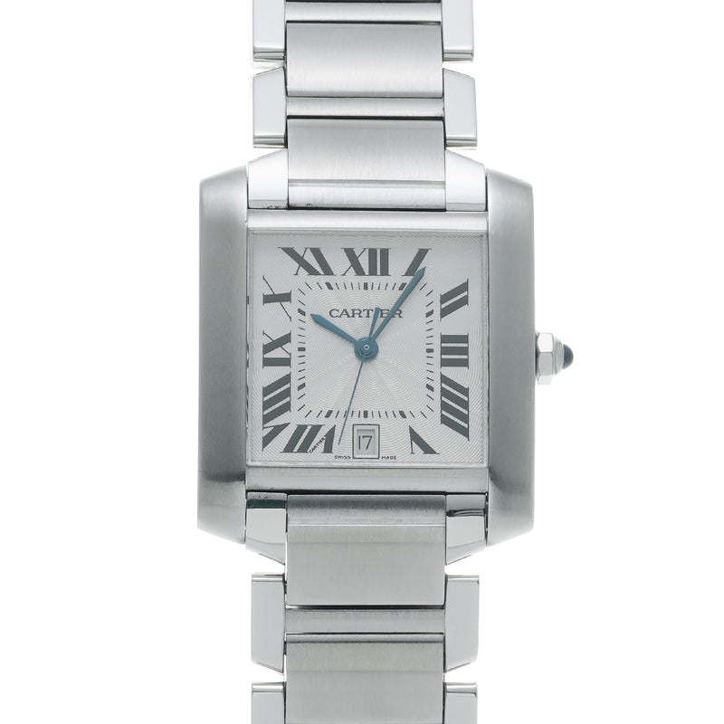 カルティエ タンク フランセーズ LM W51002Q3 ホワイト メンズ 腕時計 自動巻き 中古 銀蔵