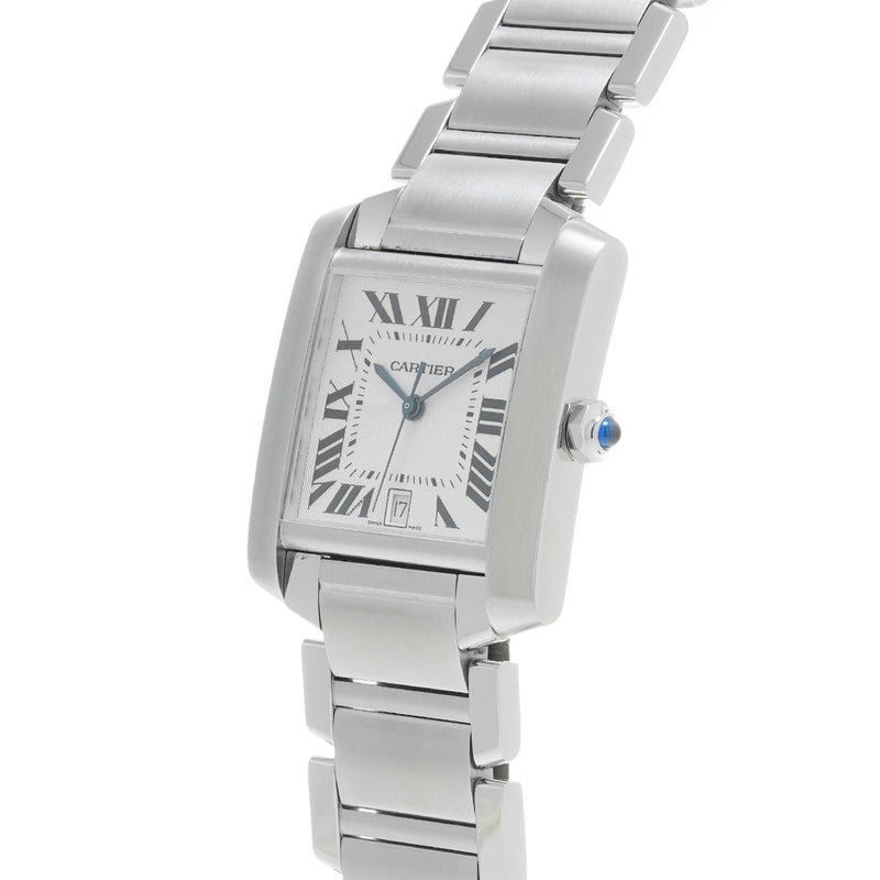 カルティエ タンク フランセーズ LM W51002Q3 ホワイト メンズ 腕時計 自動巻き 中古 銀蔵