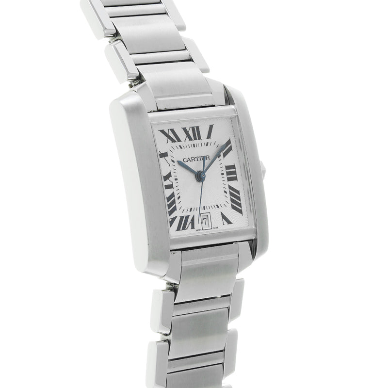 カルティエ タンク フランセーズ LM W51002Q3 ホワイト メンズ 腕時計 自動巻き 中古 銀蔵
