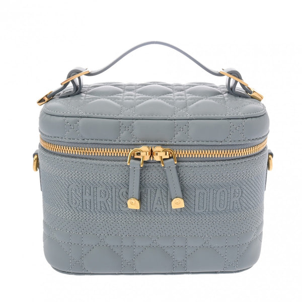 CHRISTIAN DIOR クリスチャンディオール DIORTRAVEL ヴァニティスモール ブルーグレー系 S5488UNTR_M41G レディース レザー ショルダーバッグ 新同 中古 銀蔵