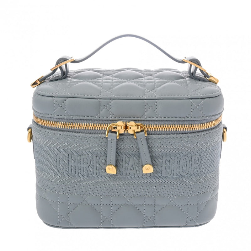 CHRISTIAN DIOR クリスチャンディオール DIORTRAVEL ヴァニティスモール ブルーグレー系 S5488UNTR_M41G レディース レザー ショルダーバッグ 新同 中古 銀蔵