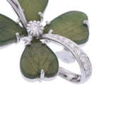 松井久子 ヒサコマツイ 2WAYペンダントトップ ダイヤ ネフライト クローバーモチーフ ユニセックス K18ホワイトゴールド WG ブローチ Aランク 中古 銀蔵