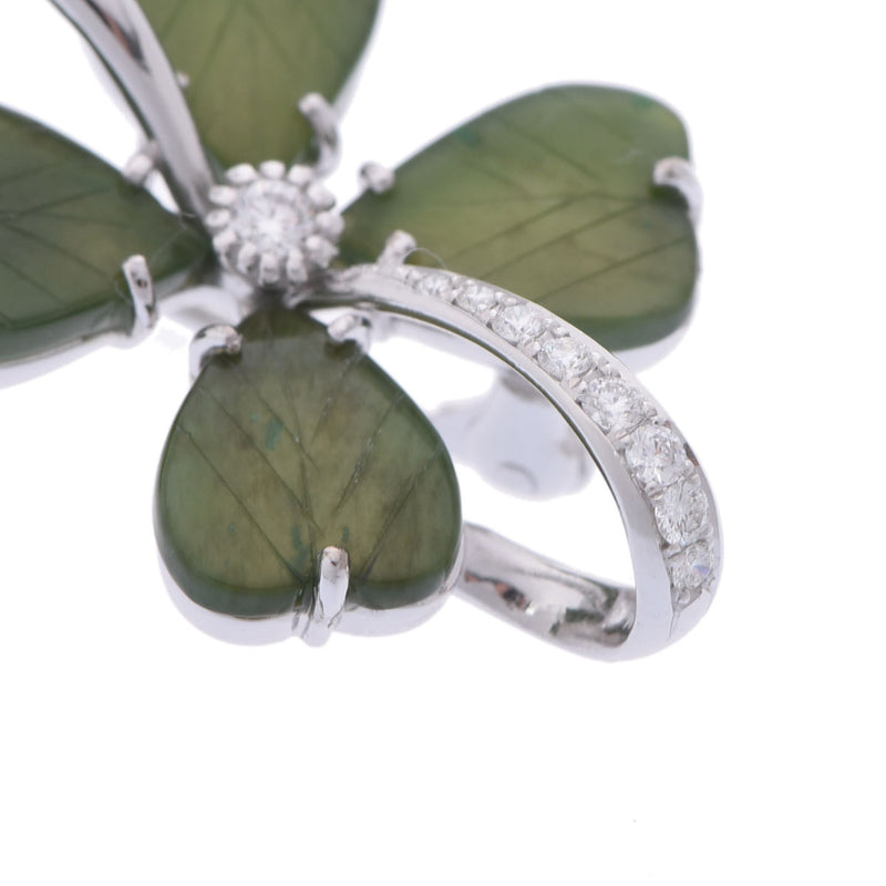松井久子 ヒサコマツイ 2WAYペンダントトップ ダイヤ ネフライト クローバーモチーフ ユニセックス K18ホワイトゴールド WG ブローチ Aランク 中古 銀蔵