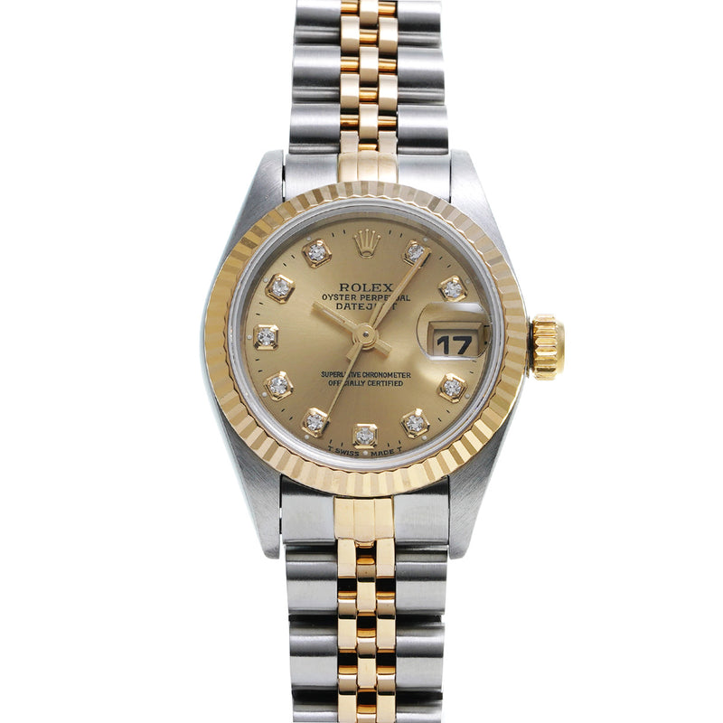 ロレックス デイトジャスト 10Pダイヤ 69173G W番(1995年頃製造) シャンパン/ダイヤモンド レディース 腕時計 自動巻き 中古 銀蔵