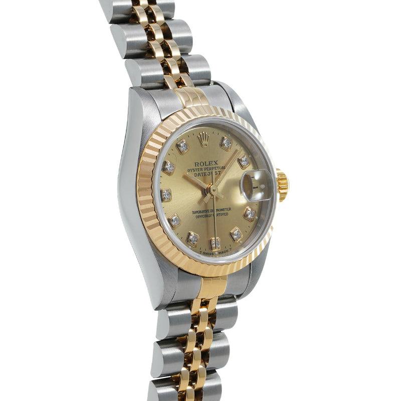ロレックス デイトジャスト 10Pダイヤ 69173G W番(1995年頃製造) シャンパン/ダイヤモンド レディース 腕時計 自動巻き 中古 銀蔵