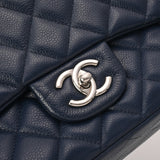 CHANEL シャネル マトラッセ Wフラップ チェーンショルダー 33cm  ネイビー A58601 レディース キャビアスキン ショルダーバッグ ABランク 中古 銀蔵