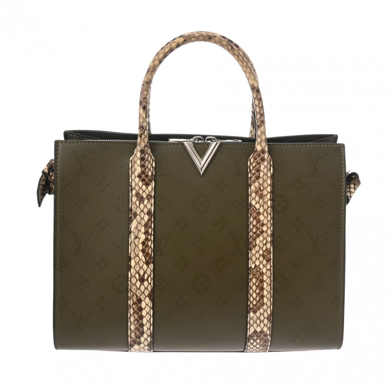 LOUIS VUITTON ルイヴィトン モノグラム ヴェリートート MM 2WAY カーキ - レディース パイソン レザー トートバッグ Bランク 中古 銀蔵