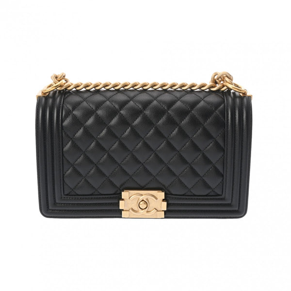 CHANEL シャネル ボーイシャネル チェーンショルダー 25cm ブラック A67086 レディース キャビアスキン ショルダーバッグ Aランク 中古 銀蔵