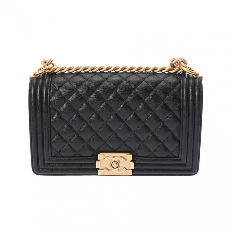 CHANEL シャネル ボーイシャネル チェーンショルダー 25cm ブラック A67086 レディース キャビアスキン ショルダーバッグ Aランク 中古 銀蔵