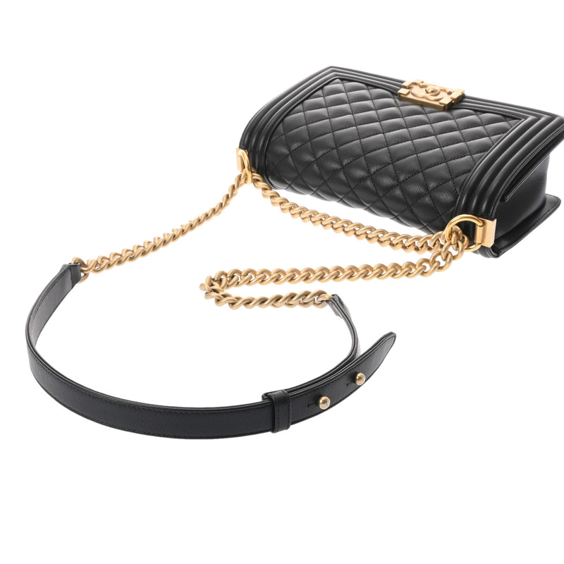 CHANEL シャネル ボーイシャネル チェーンショルダー 25cm ブラック A67086 レディース キャビアスキン ショルダーバッグ Aランク 中古 銀蔵