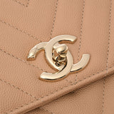 CHANEL シャネル Vステッチ ラージトップハンドル フラップバッグ 29cm ベージュ A92991 レディース キャビアスキン ハンドバッグ Aランク 中古 銀蔵