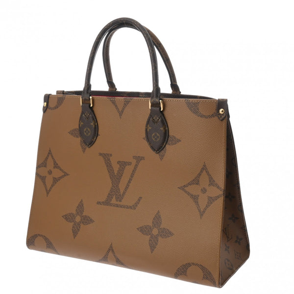 LOUIS VUITTON ルイヴィトン モノグラムジャイアント オンザゴー MM 新型 ブラウン M45321 レディース レザー ハンドバッグ Aランク 中古 銀蔵