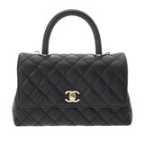 CHANEL シャネル マトラッセ トップハンドル XS 2WAY フラップバッグ ブラック A92990 レディース キャビアスキン ハンドバッグ 新同 中古 銀蔵