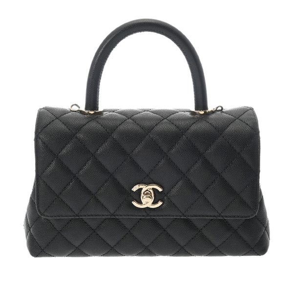 CHANEL シャネル マトラッセ トップハンドル XS 2WAY フラップバッグ ブラック A92990 レディース キャビアスキン ハンドバッグ 新同 中古 銀蔵