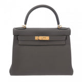 HERMES エルメス ケリー 28 内縫い 2WAY エタン A刻印(2017年頃) レディース トゴ ハンドバッグ Aランク 中古 銀蔵