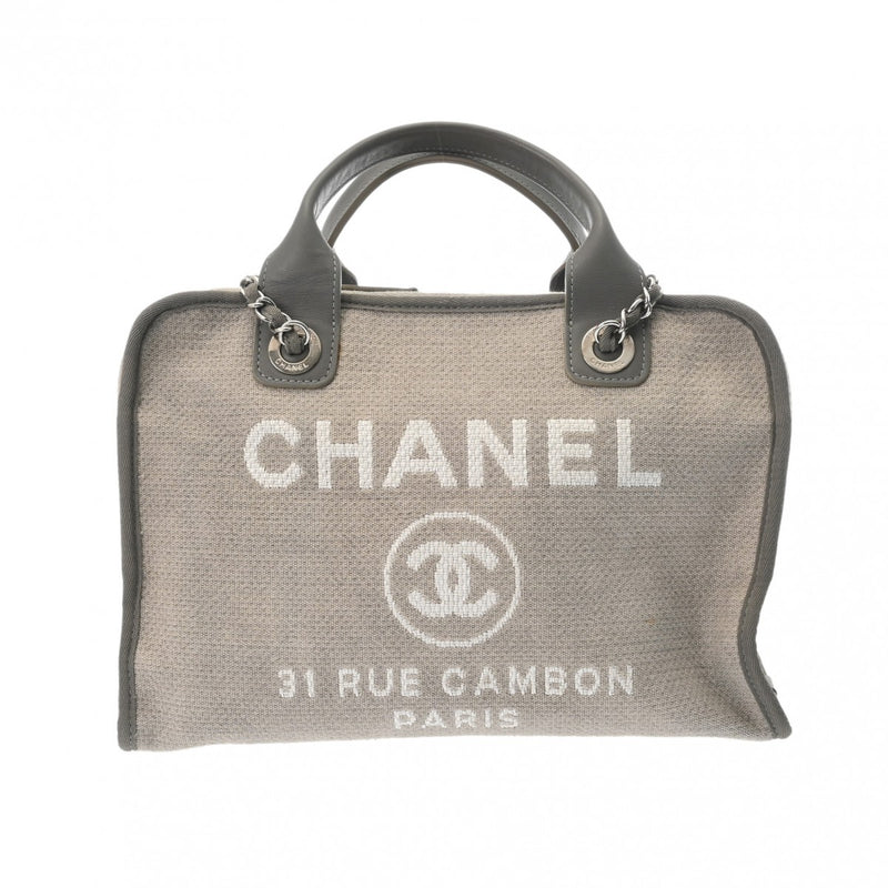 CHANEL シャネル ドーヴィル ボ－リングバッグ グレー A92750 レディース キャンバス レザー トートバッグ ABランク 中古 銀蔵