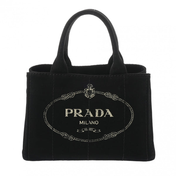 PRADA プラダ カナパ ミニ ブラック 1BG439 レディース キャンバス ハンドバッグ ABランク 中古 銀蔵