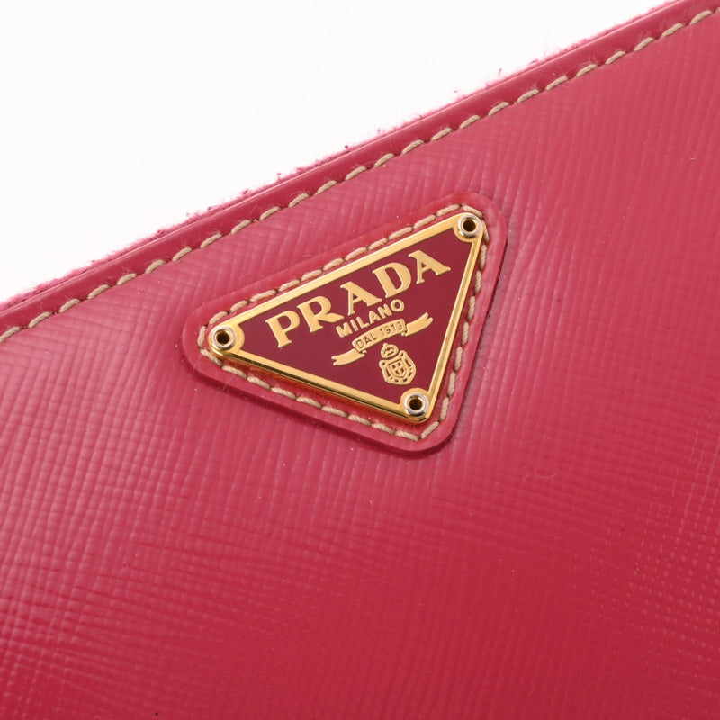 PRADA プラダ ラウンドファスナー ピンク 1M0506 メンズ サフィアーノヴェルニ 長財布 ABランク 中古 銀蔵