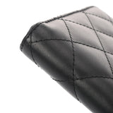 CHANEL シャネル カンボンライン ココマーク ラウンドファスナー 黒/黒 A50078 レディース ラムスキン/エナメル 長財布 Aランク 中古 銀蔵