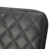 CHANEL シャネル カンボンライン ココマーク ラウンドファスナー 黒/黒 A50078 レディース ラムスキン/エナメル 長財布 Aランク 中古 銀蔵