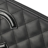CHANEL シャネル カンボンライン ココマーク ラウンドファスナー 黒/黒 A50078 レディース ラムスキン/エナメル 長財布 Aランク 中古 銀蔵