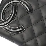 CHANEL シャネル カンボンライン ココマーク ラウンドファスナー 黒/黒 A50078 レディース ラムスキン/エナメル 長財布 Aランク 中古 銀蔵