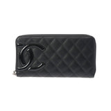 CHANEL シャネル カンボンライン ココマーク ラウンドファスナー 黒/黒 A50078 レディース ラムスキン/エナメル 長財布 Aランク 中古 銀蔵