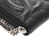 CHANEL シャネル カンボンライン ココマーク ラウンドファスナー 黒/黒 A50078 レディース ラムスキン/エナメル 長財布 Aランク 中古 銀蔵
