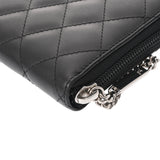 CHANEL シャネル カンボンライン ココマーク ラウンドファスナー 黒/黒 A50078 レディース ラムスキン/エナメル 長財布 Aランク 中古 銀蔵