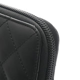 CHANEL シャネル カンボンライン ココマーク ラウンドファスナー 黒/黒 A50078 レディース ラムスキン/エナメル 長財布 Aランク 中古 銀蔵