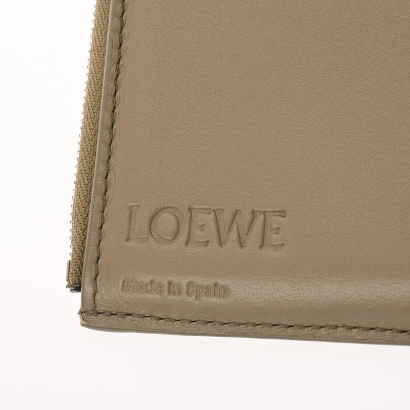 LOEWE ロエベ アナグラム バーティカルウォレット スモール カーキ C821S33 レディース カーフ 三つ折り財布 ABランク 中古 銀蔵