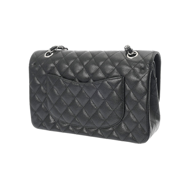 CHANEL シャネル マトラッセ チェーンショルダー Wフラップ 25cm 内側ブラック ブラック A01112 レディース キャビアスキン ショルダーバッグ ABランク 中古 銀蔵