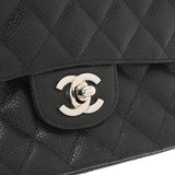 CHANEL シャネル マトラッセ チェーンショルダー Wフラップ 25cm 内側ブラック ブラック A01112 レディース キャビアスキン ショルダーバッグ ABランク 中古 銀蔵