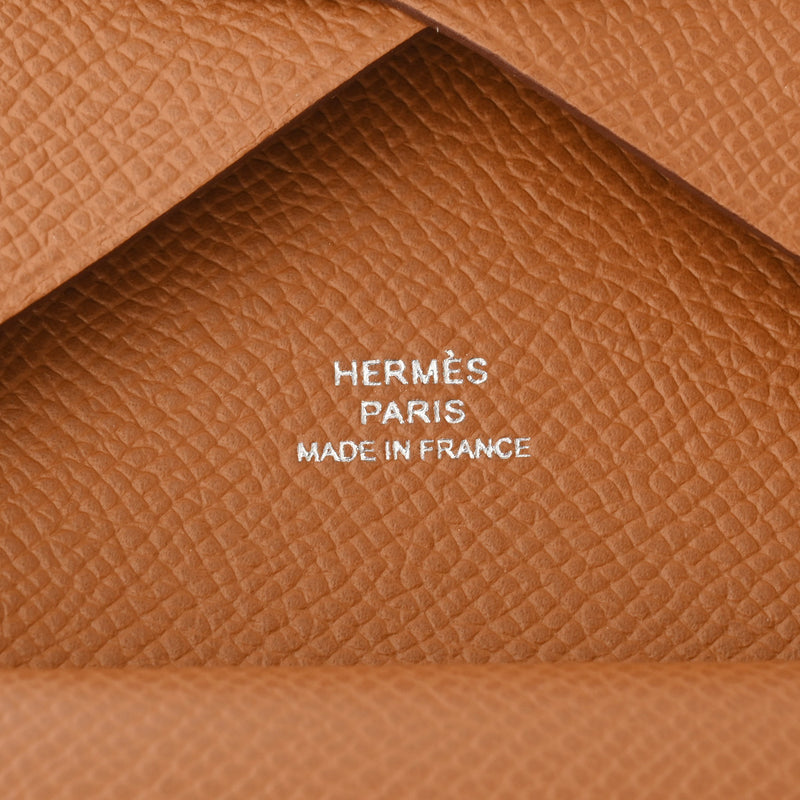 HERMES エルメス カルヴィ デュオ ゴールド B刻印(2023年頃) ユニセックス ヴォーエプソン カードケース 新同 中古 銀蔵