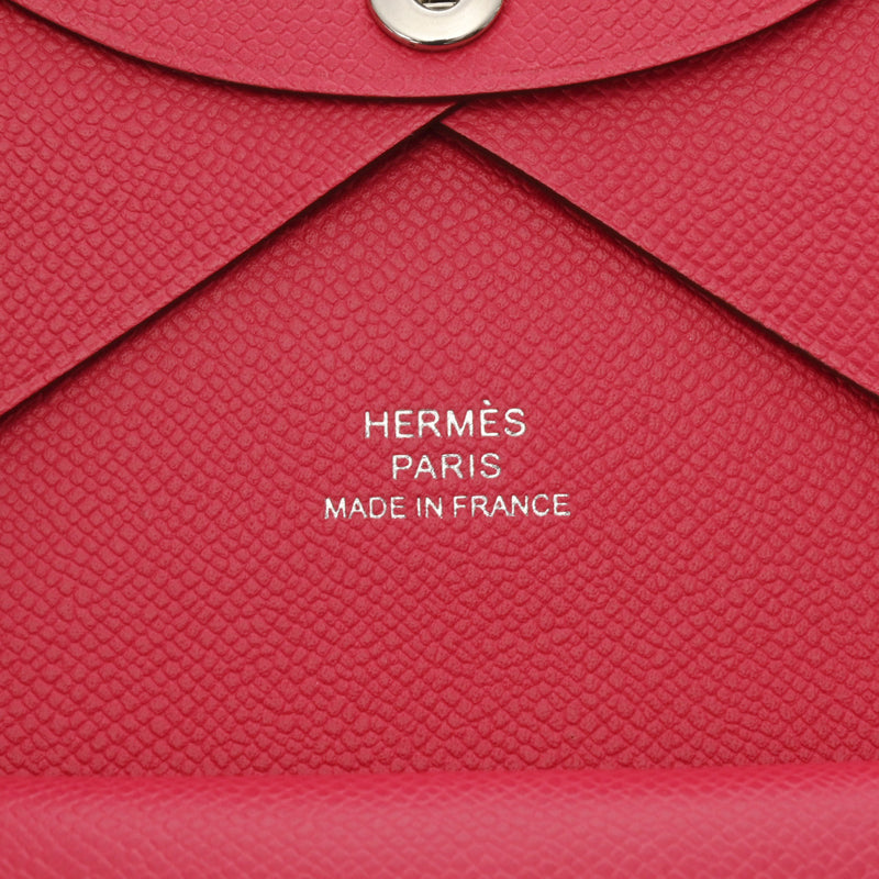 HERMES エルメス カルヴィ デュオ ローズエクストリーム W刻印(2024年頃) ユニセックス ヴォーマダム カードケース 新同 中古 銀蔵