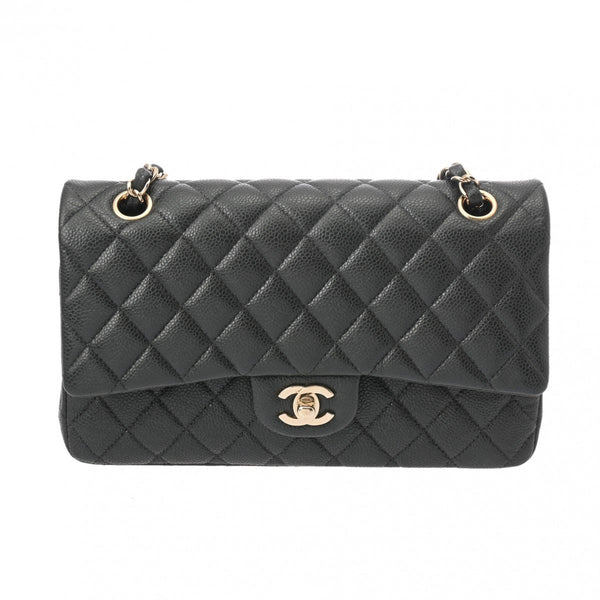 CHANEL シャネル マトラッセ チェーンショルダー Wフラップ 25cm グレー A01112 レディース キャビアスキン ショルダーバッグ Aランク 中古 銀蔵