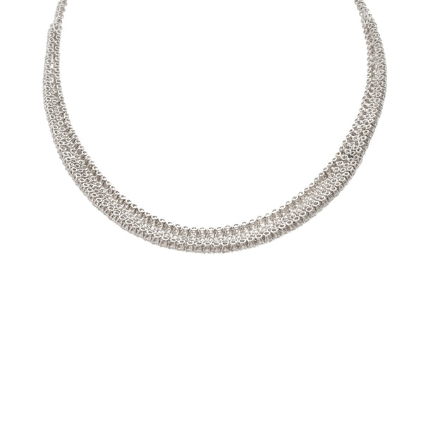 MONNICKENDAM モニッケンダム ダイヤ22.61ct 中央4連デザイン フルダイヤ シルバー レディース K18ホワイトゴールド WG ネックレス Aランク 中古 銀蔵