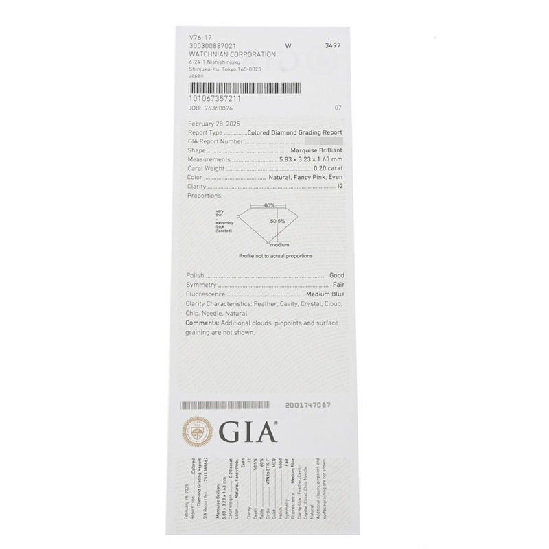 no brand ノーブランド ピンクダイヤ0.714ct/0.20ct GAI鑑定書 レディース K18ホワイトゴールド WG ネックレス Aランク 中古 銀蔵