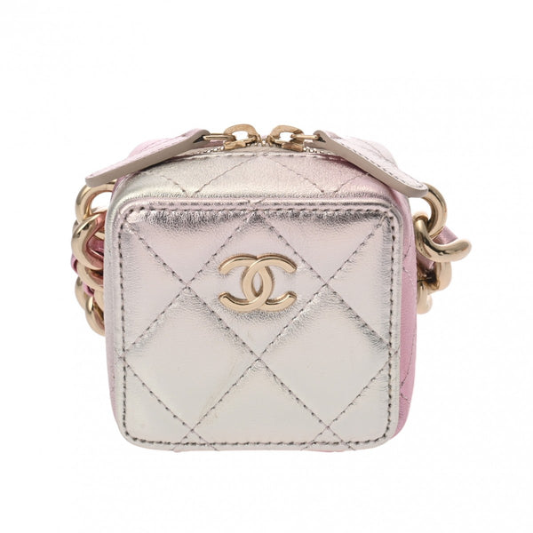 CHANEL シャネル マトラッセ ミニチェーンバッグ シルバー/ピンク AP2529 レディース ラムスキン ショルダーバッグ Aランク 中古 銀蔵