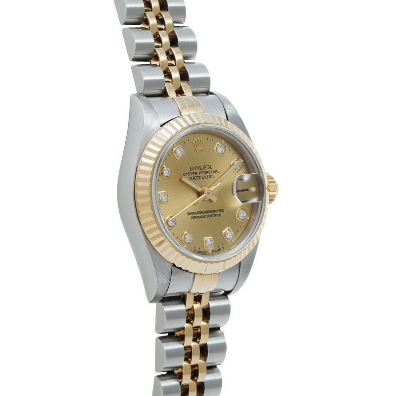ロレックス デイトジャスト 10Pダイヤ 69173G W番(1995年頃製造) シャンパン/ダイヤモンド レディース 腕時計 自動巻き 中古 銀蔵