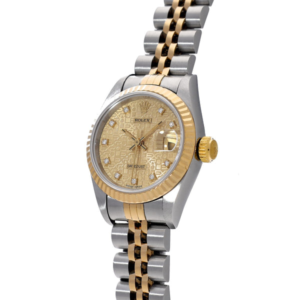 ロレックス デイトジャスト 10Pダイヤ 69173G S番(1993年頃製造) シャンパンゴールドコンピュータ/ダイヤモンド レディース 腕時計 自動巻き 中古 銀蔵