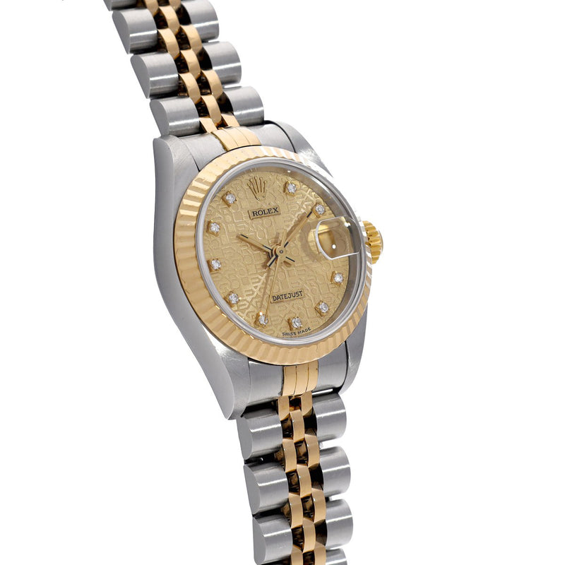 ロレックス デイトジャスト 10Pダイヤ 69173G S番(1993年頃製造) シャンパンゴールドコンピュータ/ダイヤモンド レディース 腕時計 自動巻き 中古 銀蔵